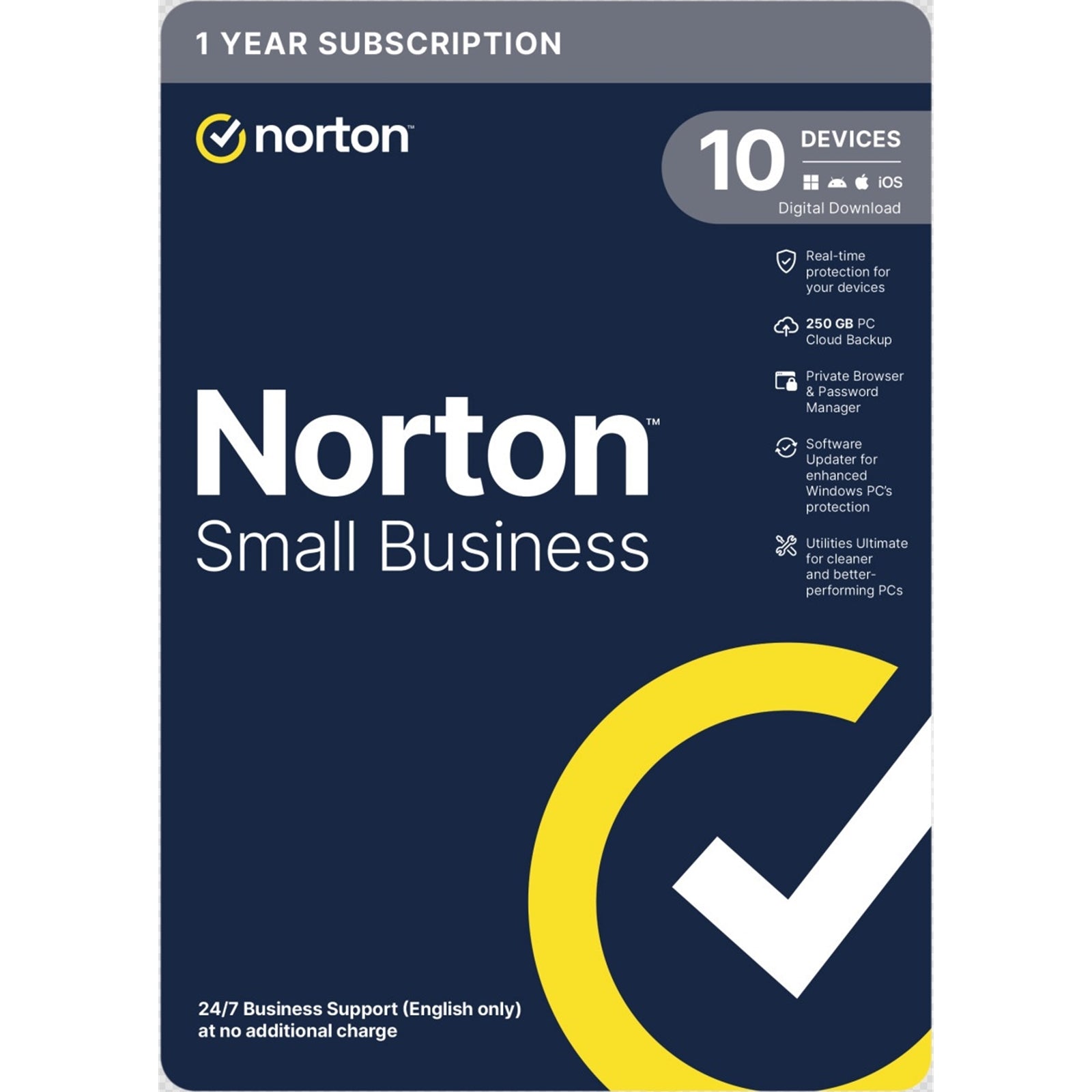 Norton Small Business, Antivirus Software, 10 Devices, 1-year Subscription, Includes 250GB of Cloud Storage, Dark Web Monitoring, Private Browser, 24/7 Business Support, Activation Code by email - ESD Norton Small Business, Antivirus Software, 10 Devices, 1-year Subscription, Includes 250GB of Cloud Storage, Dark Web Monitoring, Private Browser, 24/7 Business Support, Activation Code by email - ESD